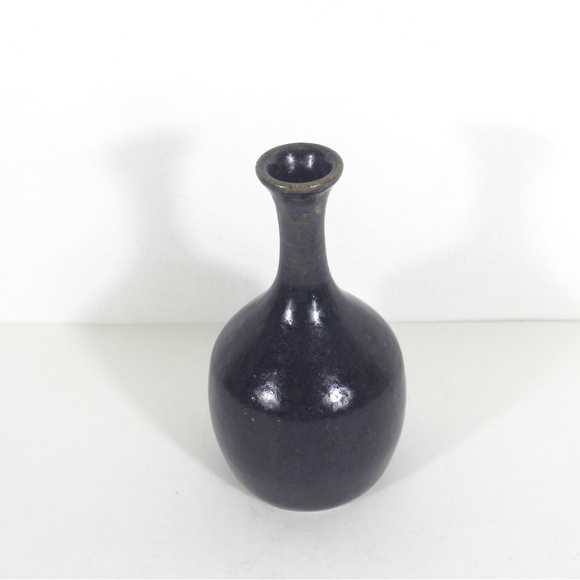 Vintage Signed Studio Pottery Bottle Neck Vase Blue - Picture 2 of 10